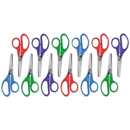 Universal Kids’ Scissors Rounded Tip 5 Long 1.75 Cut Length Assorted Straight Handles 12/pack - School Supplies - Universal®