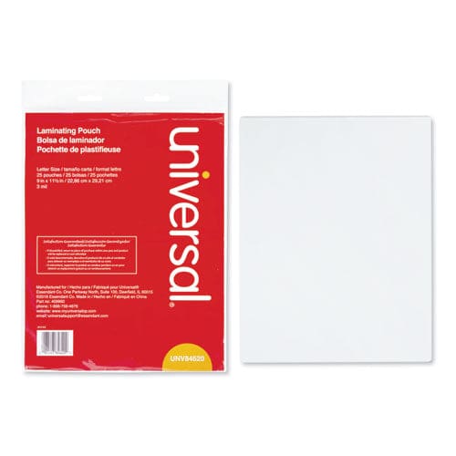 Universal Laminating Pouches 3 Mil 9 X 11.5 Matte Clear 25/pack - Technology - Universal®