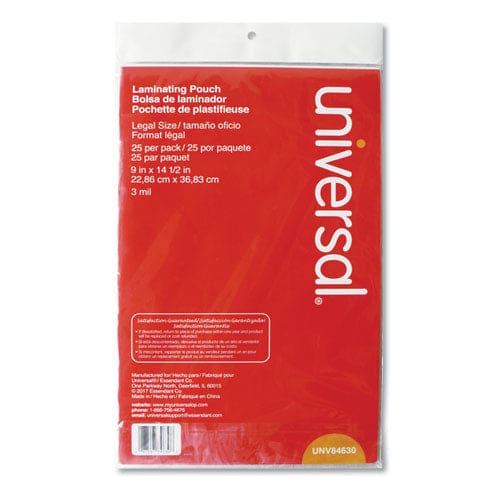 Universal Laminating Pouches 3 Mil 9 X 14.5 Matte Clear 25/pack - Technology - Universal®