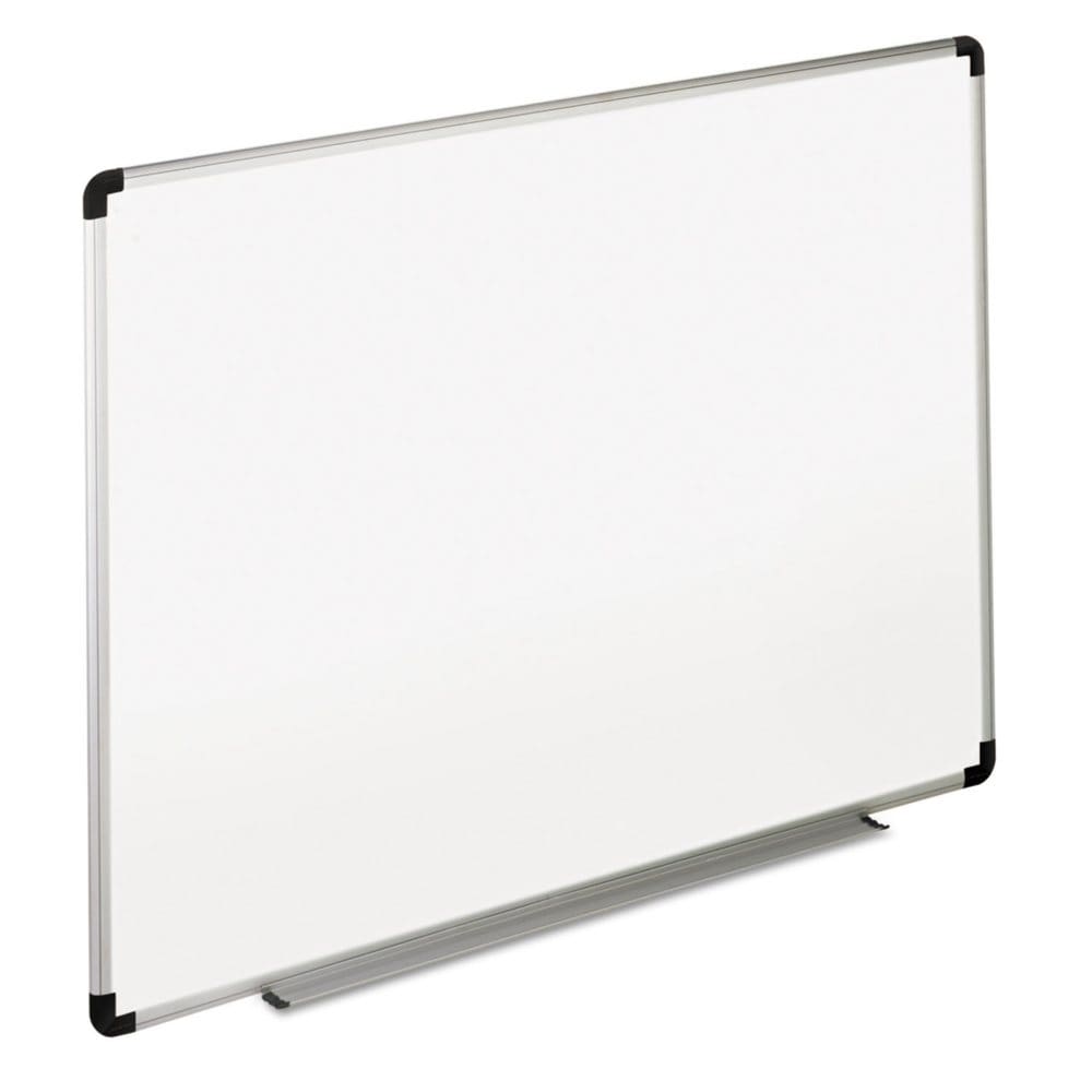 Universal Melamine Dry Erase Board 48 x 36 White Black/Gray Aluminum/Plastic Frame - Boards & Accessories - Universal