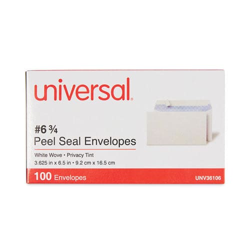 Universal Peel Seal Strip Security Tint Business Envelope #6 3/4 Square Flap Self-adhesive Closure 3.63 X 6.5 White 100/box - Office -