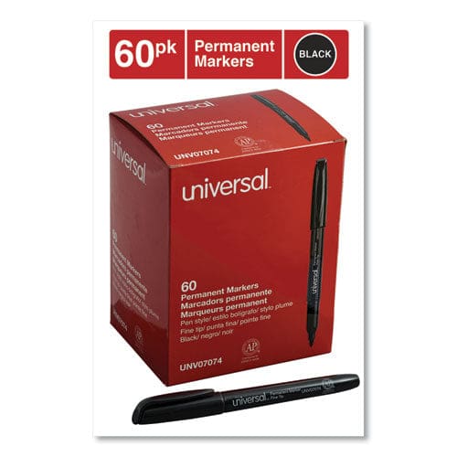 Universal Pen-style Permanent Marker Value Pack Fine Bullet Tip Black 60/pack - School Supplies - Universal™