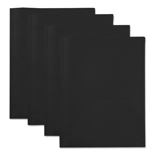 Universal Plastic Twin-pocket Report Covers Three-prong Fastener 11 X 8.5 Black/black 10/pack - School Supplies - Universal®