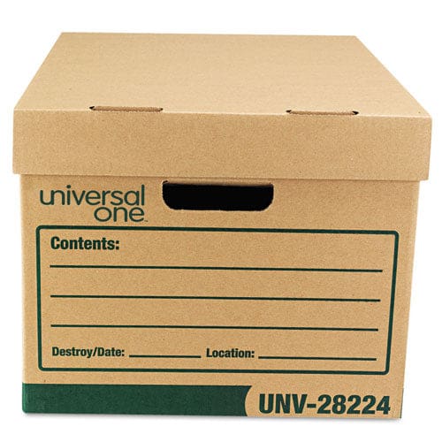 Universal Recycled Heavy-duty Record Storage Box Letter/legal Files Kraft/green 12/carton - School Supplies - Universal®