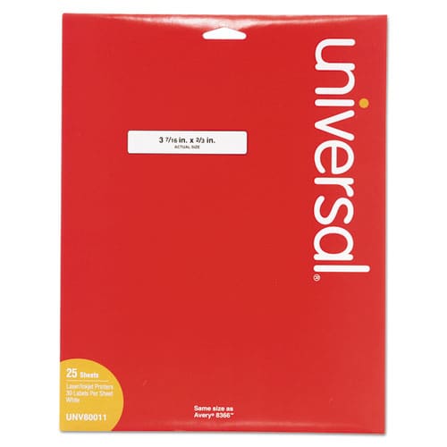 Universal Self-adhesive Permanent File Folder Labels 0.66 X 3.44 White 30/sheet 25 Sheets/box - Office - Universal®
