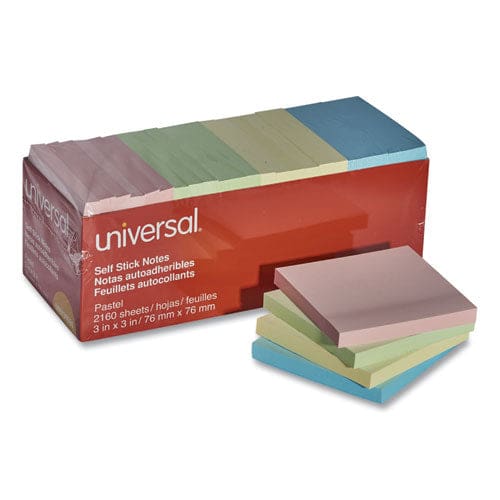 Universal Self-stick Note Pad Cabinet Pack 3 X 3 Assorted Pastel Colors 90 Sheets/pad 24 Pads/pack - School Supplies - Universal®