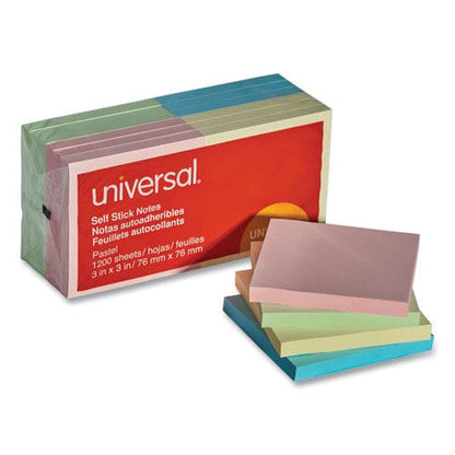 Universal Self-stick Note Pads 3 X 3 Assorted Pastel Colors 100 Sheets/pad 12 Pads/pack - School Supplies - Universal®