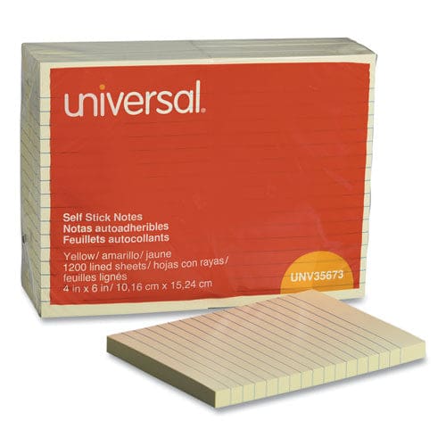Universal Self-stick Note Pads Note Ruled 4 X 6 Yellow 100 Sheets/pad 12 Pads/pack - School Supplies - Universal®