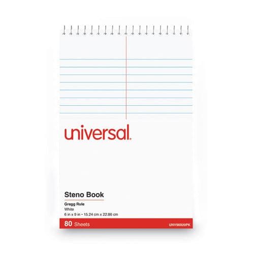 Universal Steno Pads Gregg Rule Red Cover 80 White 6 X 9 Sheets 6/pack - Office - Universal®