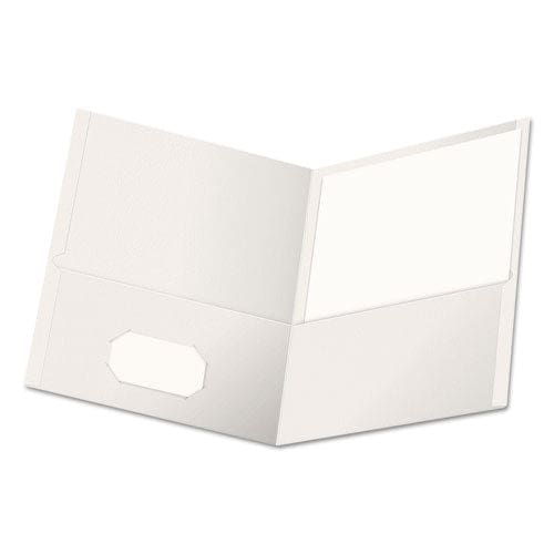 Universal Two-pocket Portfolio Embossed Leather Grain Paper 11 X 8.5 White 25/box - School Supplies - Universal®