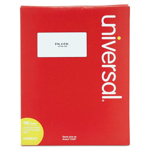 Universal White Labels Inkjet/laser Printers 2 X 4 White 10/sheet 100 Sheets/box - Office - Universal®