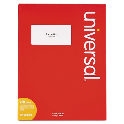 Universal White Labels Inkjet/laser Printers 2 X 4 White 10/sheet 250 Sheets/box - Office - Universal®