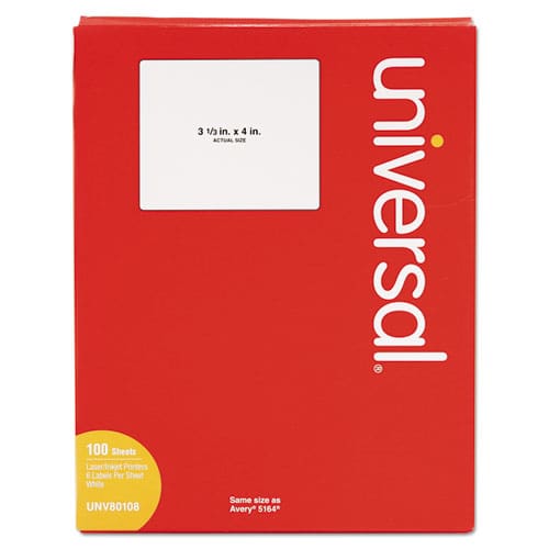 Universal White Labels Inkjet/laser Printers 3.33 X 4 White 6/sheet 100 Sheets/box - Office - Universal®