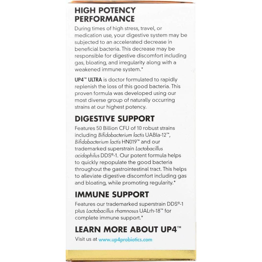UP4 Up4 Ultra Probiotics With Dds-1 50 Billion Cfu, 60 Vegetable Capsules