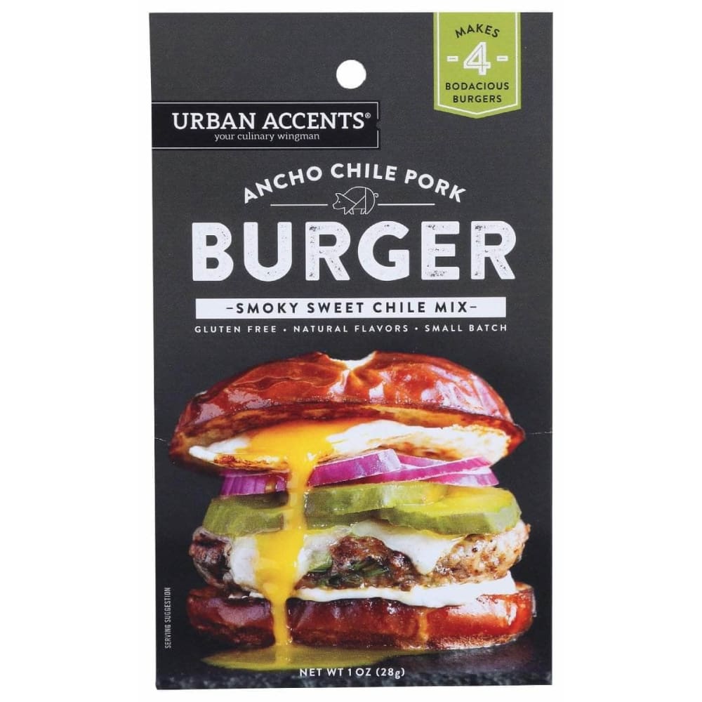 URBAN ACCENTS Urban Accents Ancho Chili Pork Burger, 1 Oz