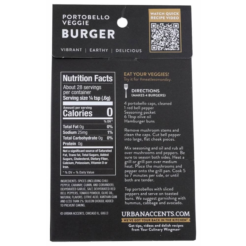 URBAN ACCENTS Urban Accents Portobello Veggie Burger, 0.6 Oz