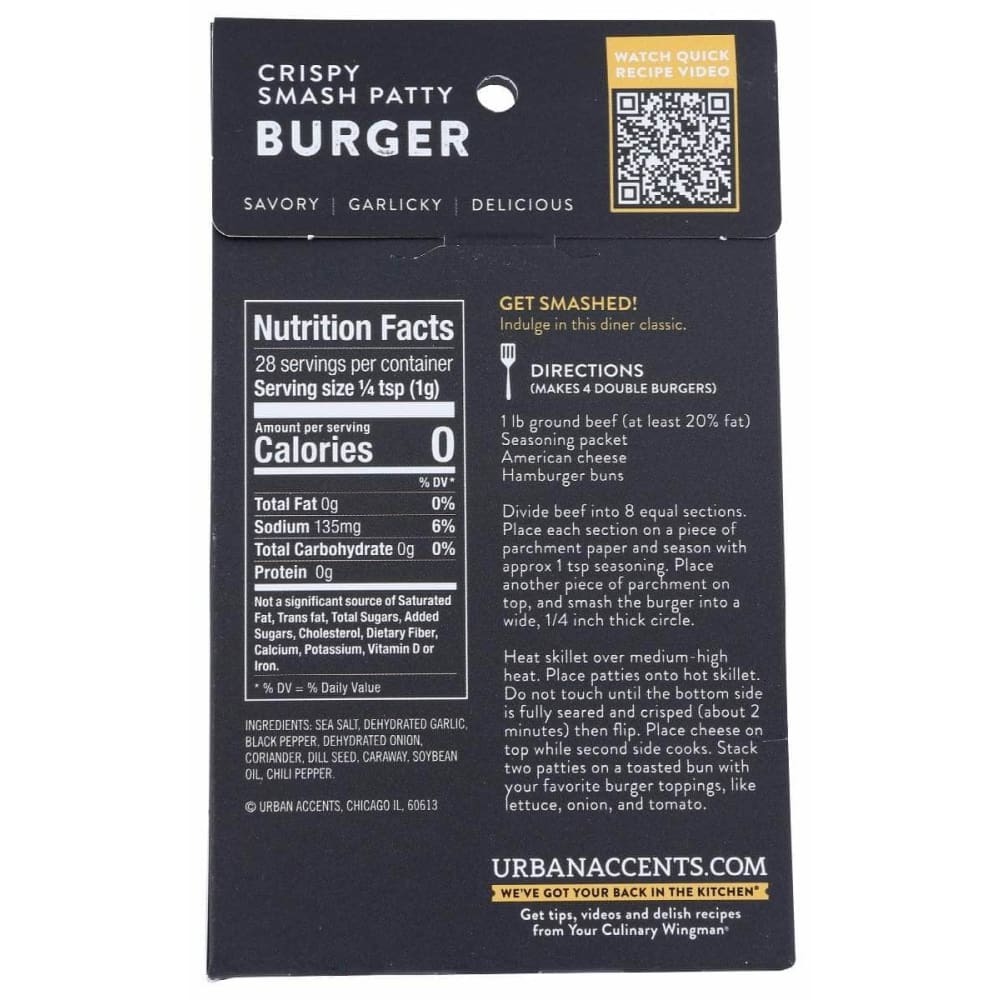 URBAN ACCENTS Urban Accents Steakhouse Style Crispy Smash Burger, 1 Oz