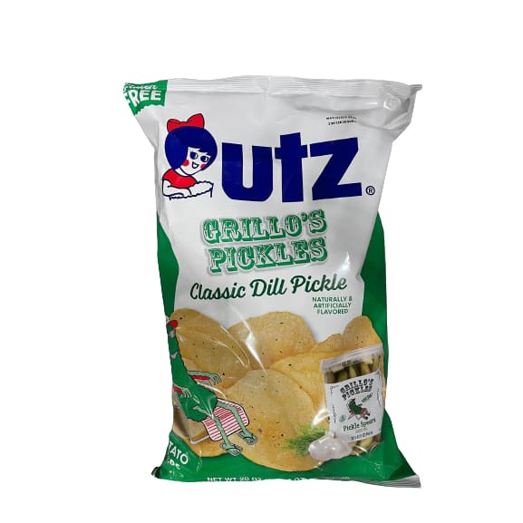 utz Grillo's Pickles Classic Dill Pickle Chips, 20 oz. ShelHealth