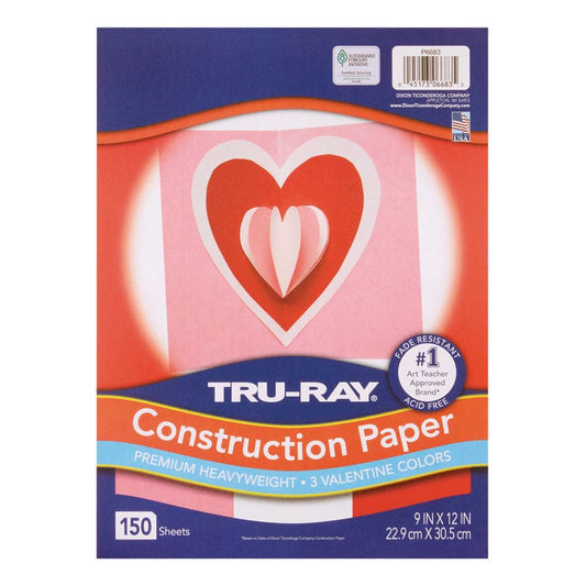 Valentine Construction Paper Asst 150 Sheets 9X12In (Pack of 3) - Construction Paper - Dixon Ticonderoga Co - Pacon