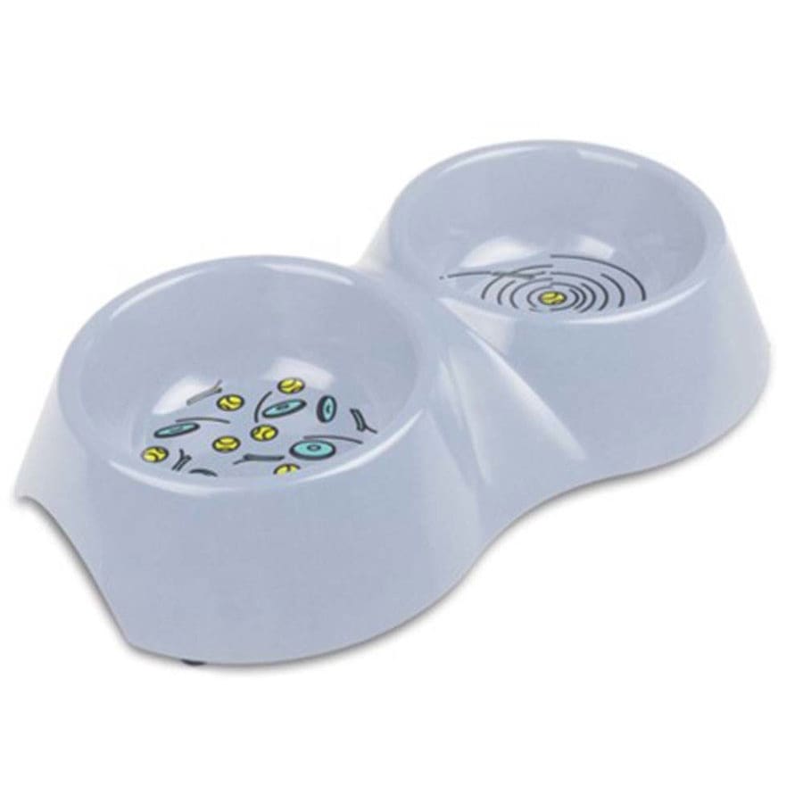 Van Ness Plastics Bamboo Double Diner Dog Bowl Assorted Large - Pet Supplies - Van Ness