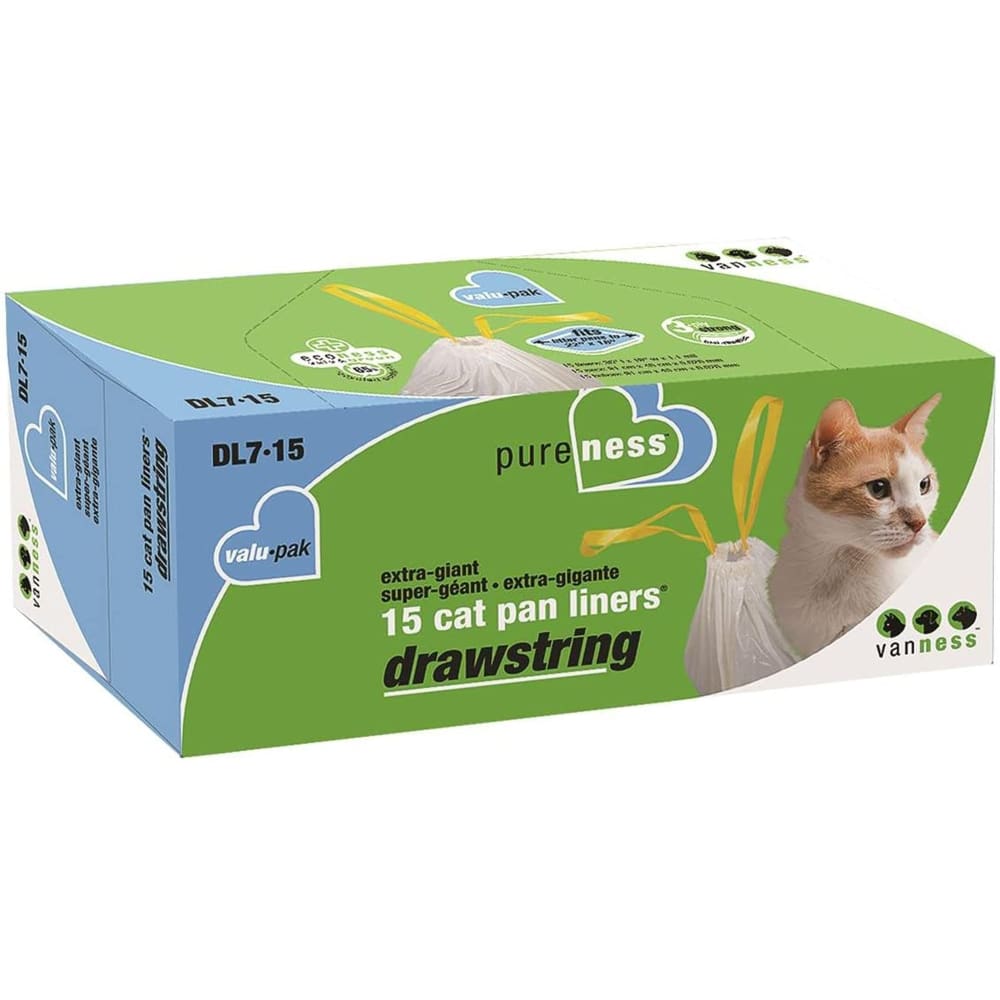 Van Ness Plastics Drawstring Cat Pan Liner White 6 Count Extra-Giant - Pet Supplies - Van Ness