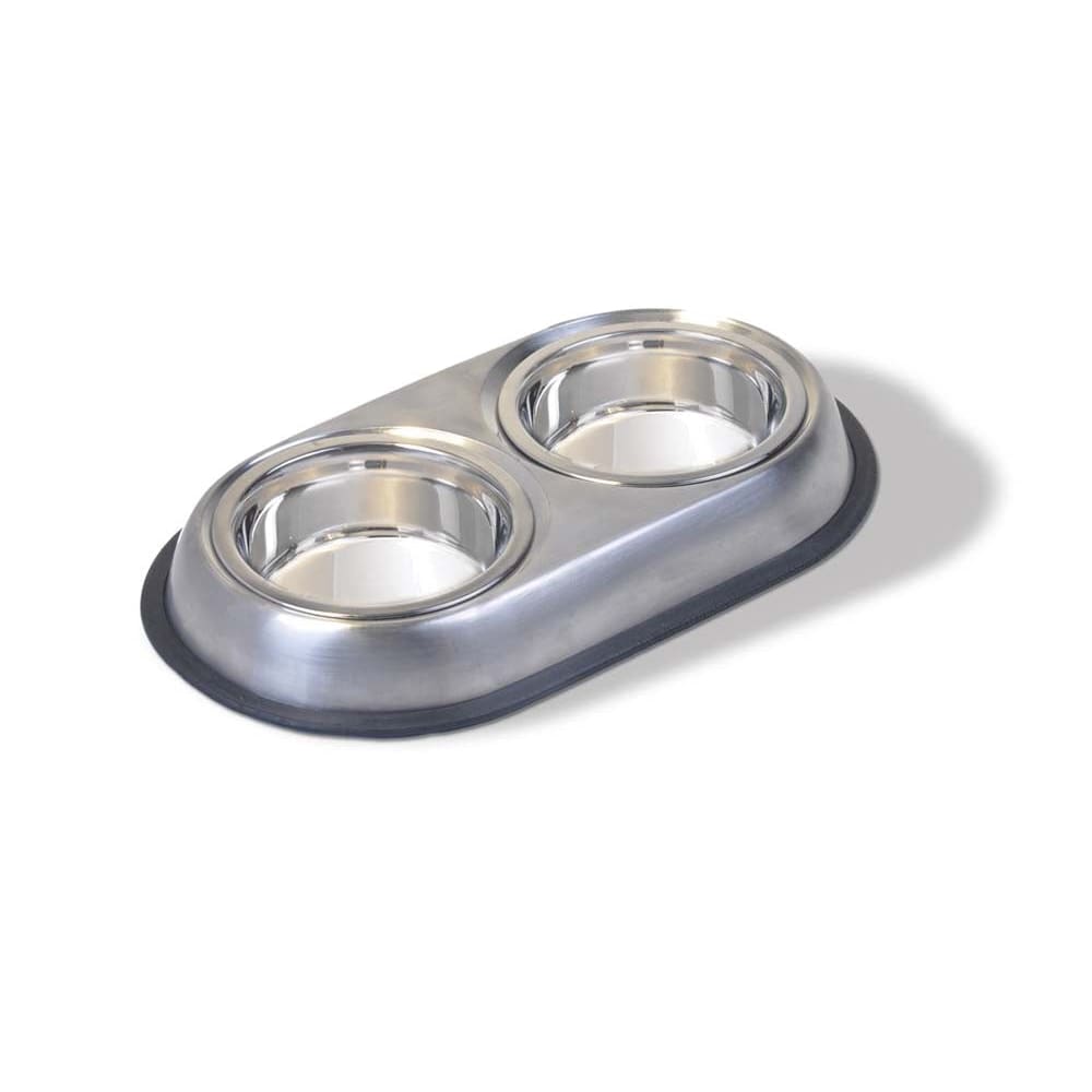 Van Ness Plastics Stainless Double Dog Bowl Silver Small - Pet Supplies - Van Ness