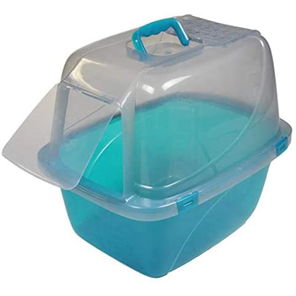 Van Ness Plastics Translucent Enclosed Cat Litter Box Translucent Blue Extra-Giant - Pet Supplies - Van Ness