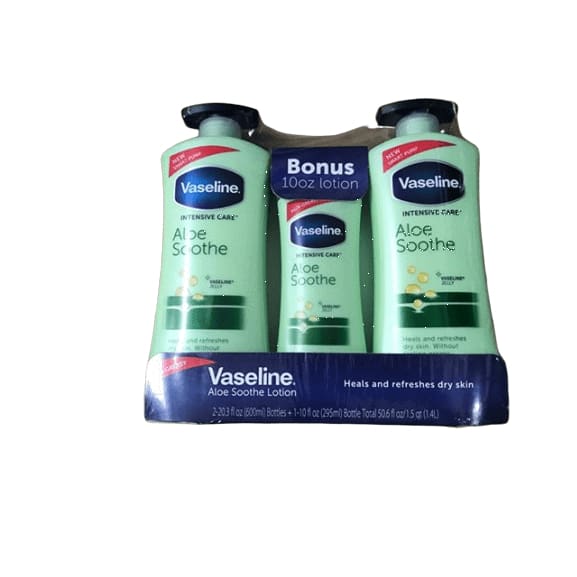 Vaseline Intensive Care Aloe Soothe Body Lotion, 2 pk./20.3 fl. oz. with Bonus Bottle, 10 oz. - ShelHealth.Com
