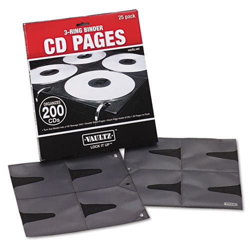 Vaultz Two-sided Cd Refill Pages For Three-ring Binder 8 Disc Capacity Clear/black 25/pack - Technology - Vaultz®