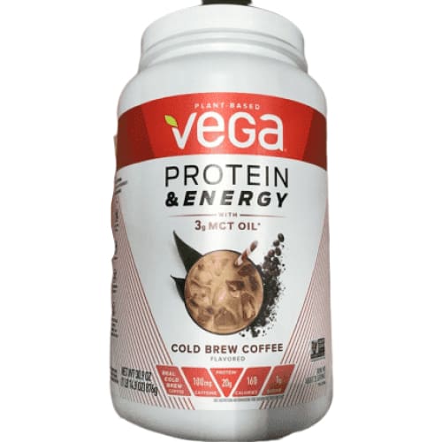 Vega Protein & Energy Cold Brew Coffee (24 servings, 29.7 oz) - Plant Based Vegan Non Dairy Protein Powder, Gluten Free - ShelHealth.Com