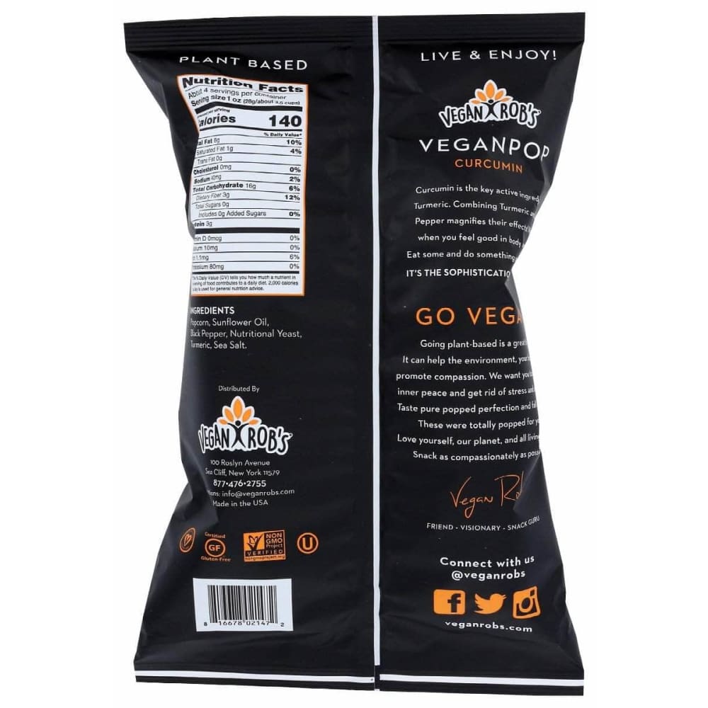 VEGANROBS Veganrobs Popcorn Turmeric & Ppr, 3.75 Oz