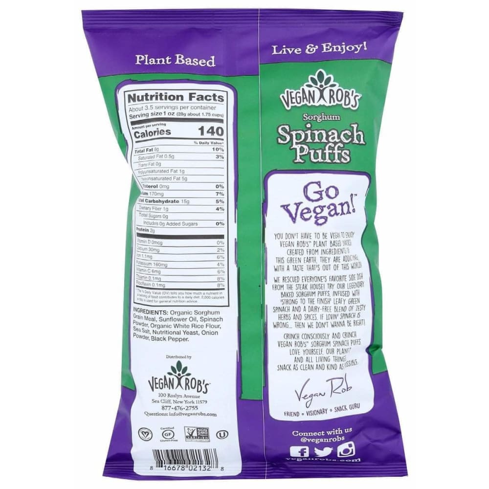 VEGANROBS Veganrobs Spinach Puffs, 3.5 Oz