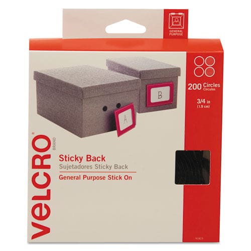 VELCRO Brand Sticky-back Fasteners Removable Adhesive 0.63 Dia Black 15/pack - Office - VELCRO® Brand