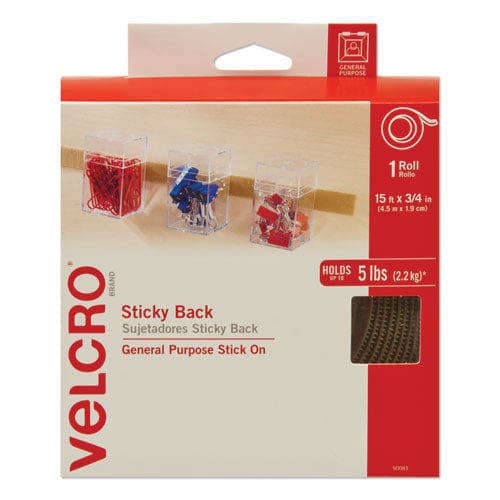 VELCRO Brand Sticky-back Fasteners With Dispenser Removable Adhesive 0.75 X 15 Ft Beige - Office - VELCRO® Brand