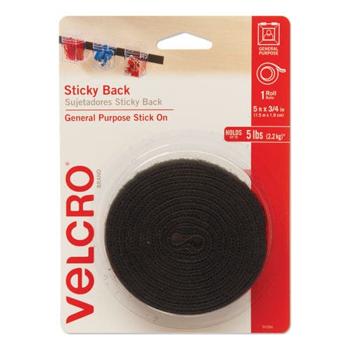 VELCRO Brand Sticky-back Fasteners With Dispenser Removable Adhesive 0.75 X 5 Ft Black - Office - VELCRO® Brand