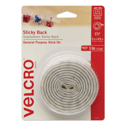 VELCRO Brand Sticky-back Fasteners With Dispenser Removable Adhesive 0.75 X 5 Ft White - Office - VELCRO® Brand