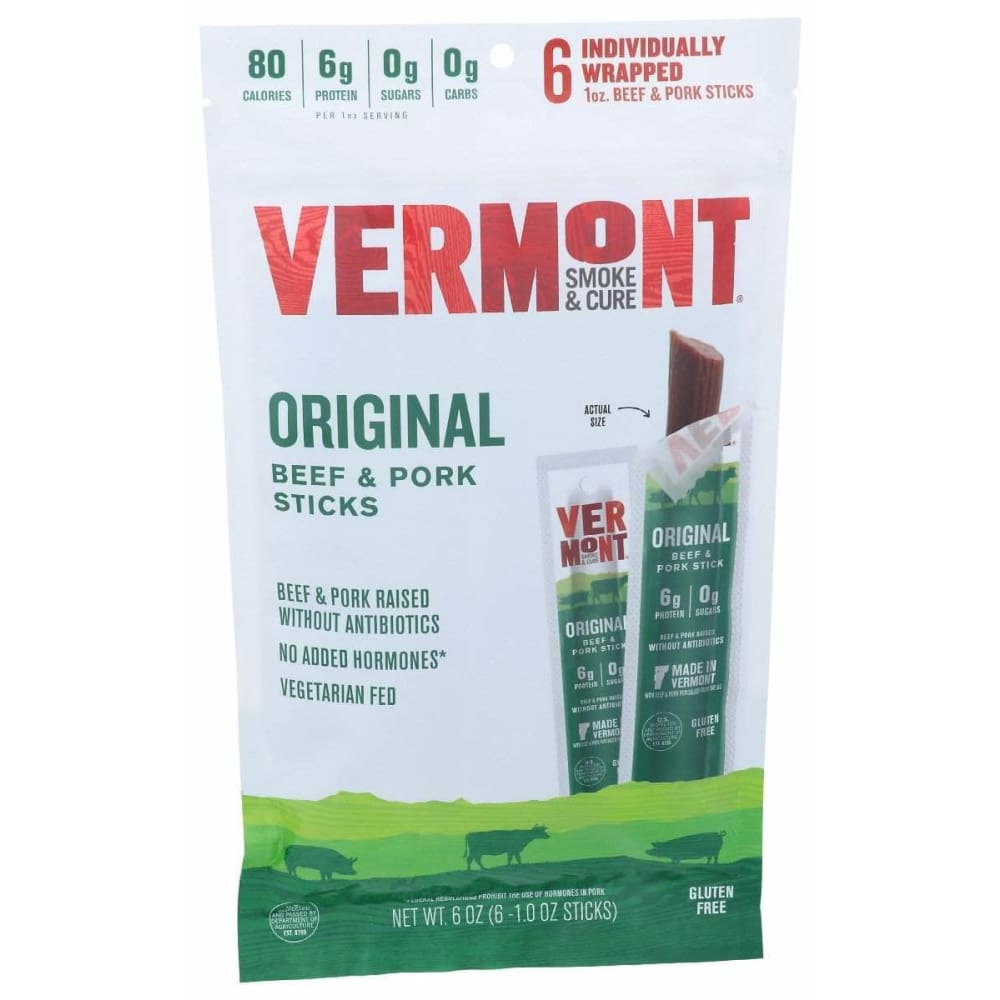 VERMONT SMOKE Vermont Smoke Original Sticks Beef Pork 6Ct, 6 Oz