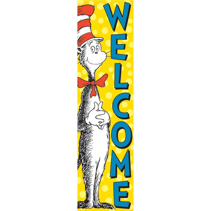 Vertical Banner Cat In The Hat Welcome (Pack of 10) - Banners - Eureka