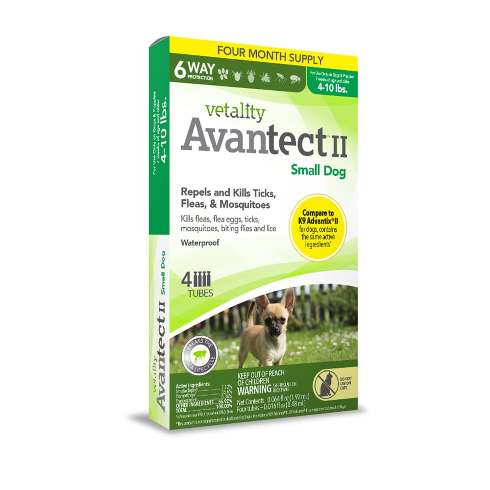 Vetality Avantect II Flea and Tick For Dogs 0.064 fl. oz 4 Count - Pet Supplies - Vetality
