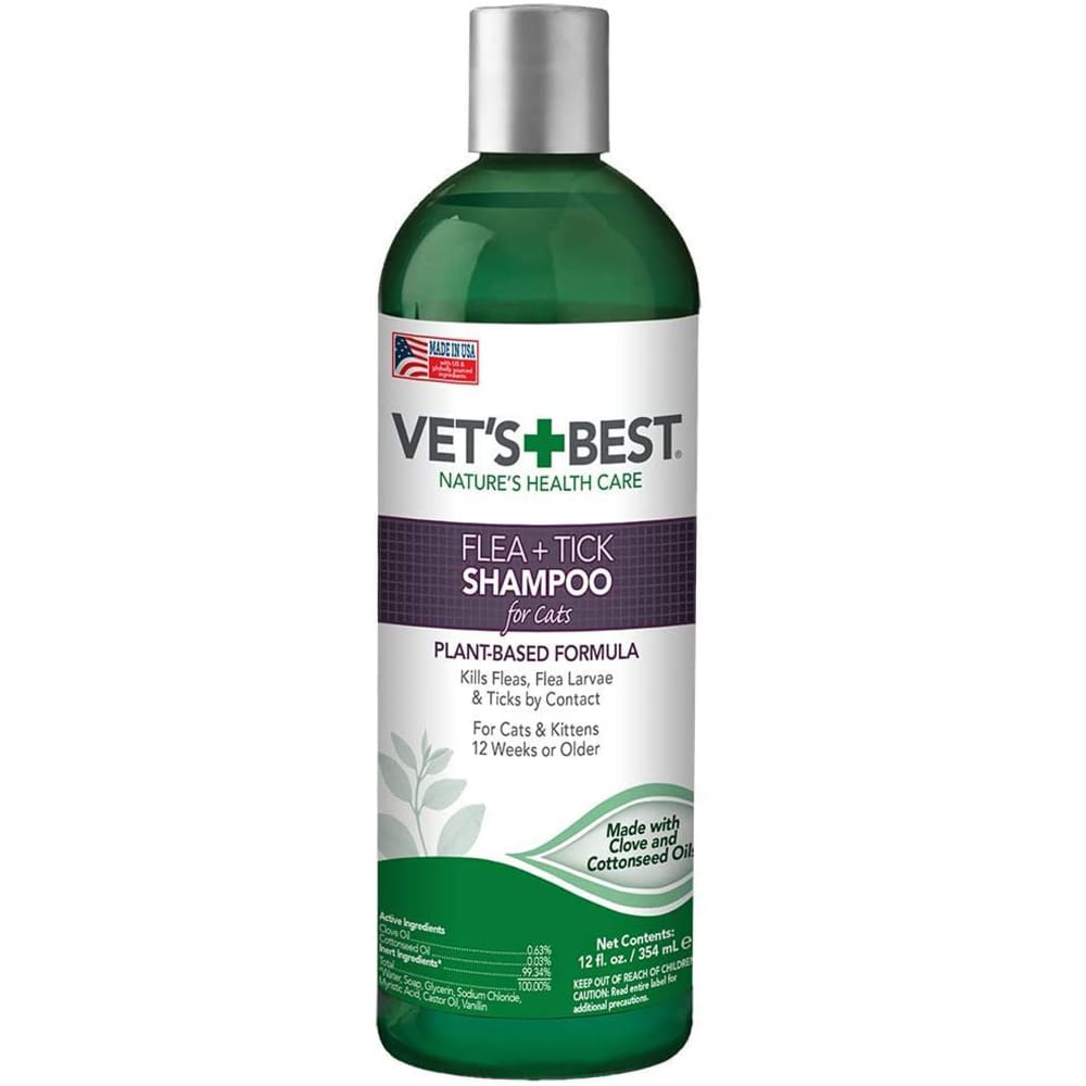 Vet's Best Flea and Tick Shampoo for Cats 12 Fl. oz | ShelHealth - Cat Flea And Tick Shampoo For Ringworm In Cats With Fleas