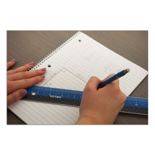 Victor Easy Read Stainless Steel Ruler Standard/metric 12.5 Long Blue - School Supplies - Victor®
