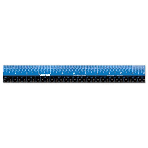 Victor Easy Read Stainless Steel Ruler Standard/metric 12.5 Long Blue - School Supplies - Victor®