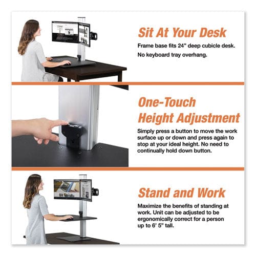 Victor High Rise Electric Dual Monitor Standing Desk Workstation 28 X 23 X 20.25 Black/aluminum - Furniture - Victor®