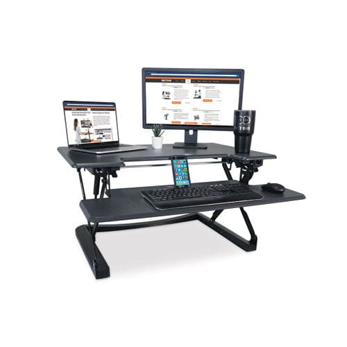 Victor High Rise Height Adjustable Standing Desk With Keyboard Tray 36 X 31.25 X 5.25 To 20 Gray/black - Furniture - Victor®