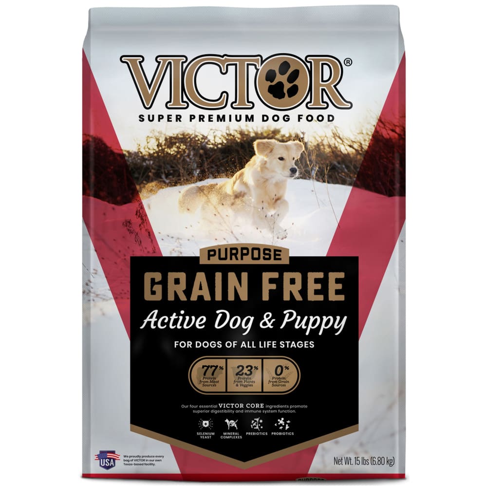 Victor Super Premium Dog Food Grain Free Active Dog & Puppy 15 lb - Pet Supplies - Victor Super
