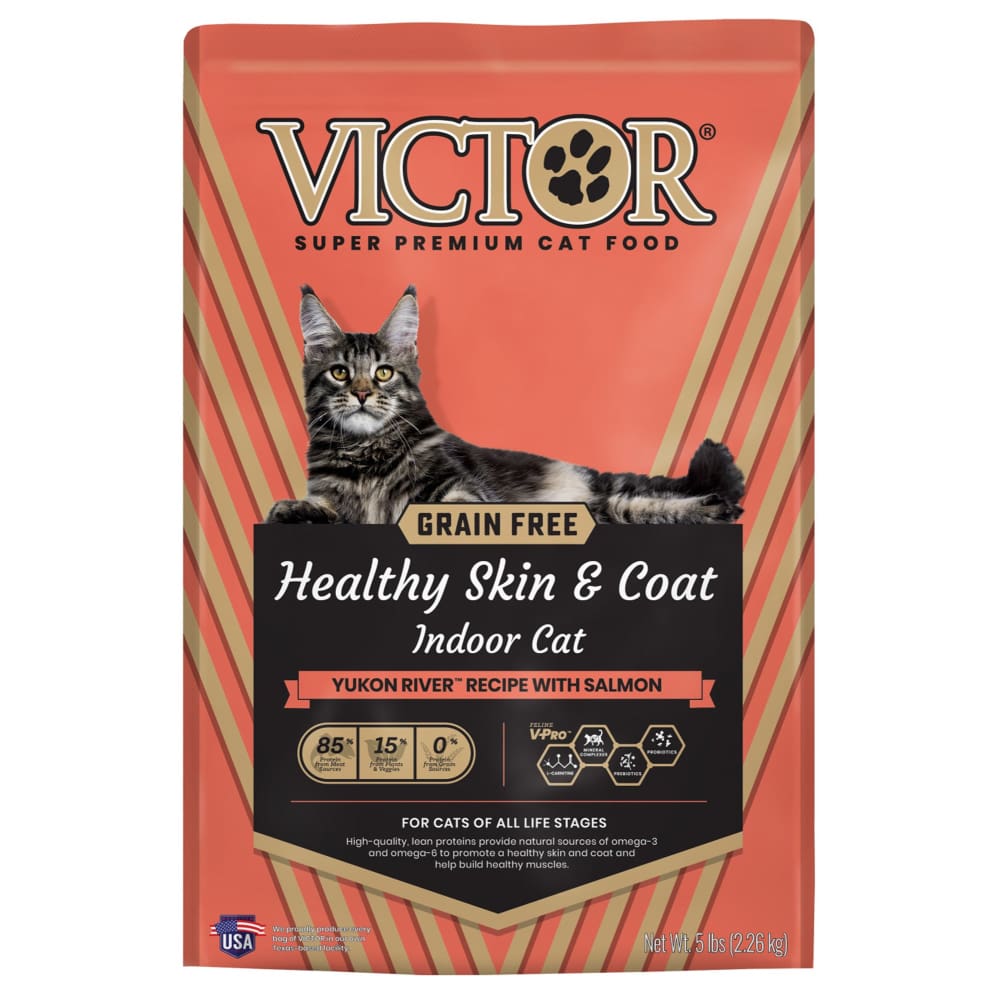 Victor Super Premium Dog Food Healthy Skin and Coat Indoor Dry Cat Food Yukon River w-Salmon 1ea-5 lb - Pet Supplies - Victor Super
