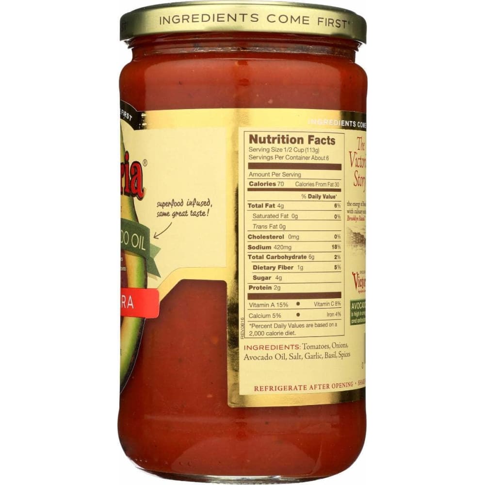 VICTORIA Grocery > Pantry > Pasta and Sauces VICTORIA Sauce Marinara Avcdo Oil, 24 oz