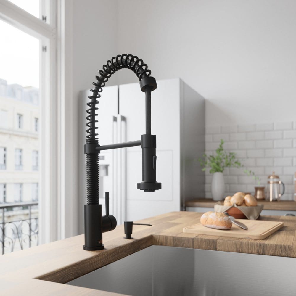 Vigo Edison Pull-Down Spray Kitchen Faucet (Matte Black) - Kitchen - Vigo