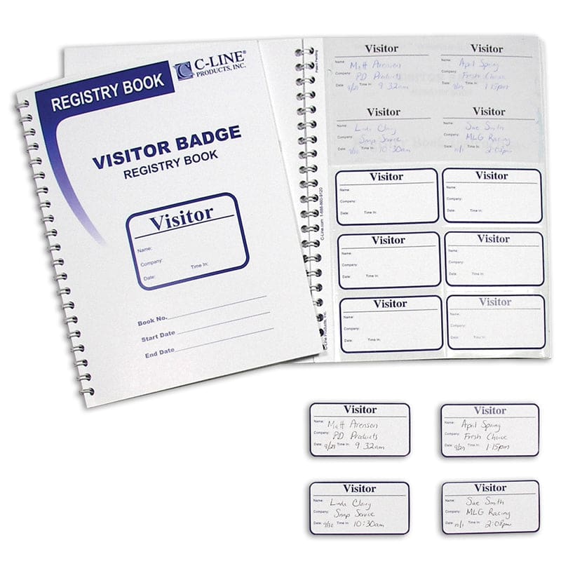 Visitor Badges With Registry Log 150 Badges & Log Book - Accessories - C-Line Products Inc