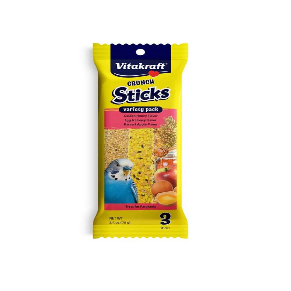 Vitakraft Crunch Sticks Variety Golden Honey; Egg and Honey; Harvest Apple Parakeet Treat 2.5 oz 3 Count - Pet Supplies - Vitakraft